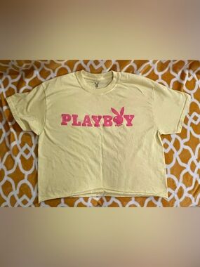 PLAYBOY Yellow Tee with Pink Logo